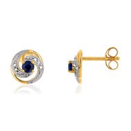 Boucles d'oreilles or 750 2 tons saphir et diamant