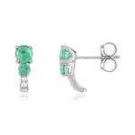 Boucles d'oreilles or blanc 750 émeraudes et diamants - vue 1