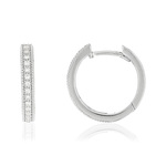 Créoles or 750 blanc diamants 15 mm - vue 1