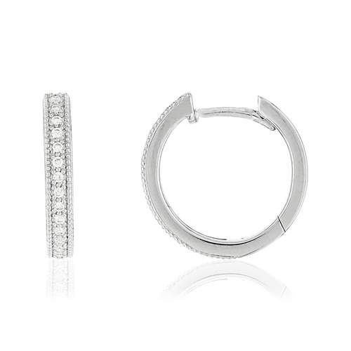 Créoles or 750 blanc diamants 15 mm
