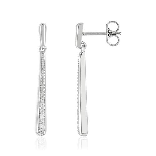 Boucles d'oreilles or 750 blanc pendants diamants