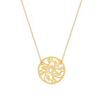 Collier or 750 jaune disque fleur 42 cm - vue 1