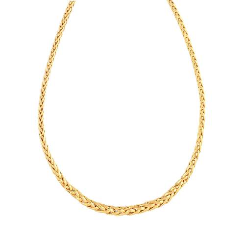 Collier en chute or 750 jaune poli maille palmier 50 cm