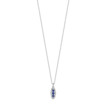Collier or 750 blanc saphir et diamant