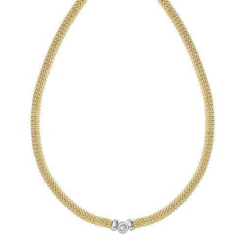 Collier 2 ors 750 diamant 43 cm