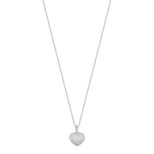 750 witgouden diamanten hart collier 45 cm