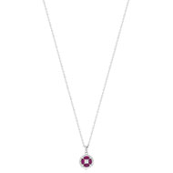 Collier or 750 blanc rubis et diamant