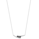 Collier or 750 blanc diamants noirs traités et diamants blancs 42 cm - vue 1