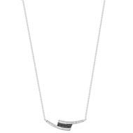 Collier or 750 blanc diamant blanc et noir
