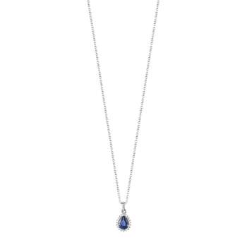 Collier or 750 blanc saphir 0.45 ct et diamants 0.05 ct 0.42 cm