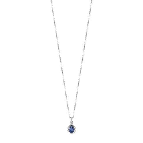 Collier or 750 blanc saphir et diamants 42 cm
