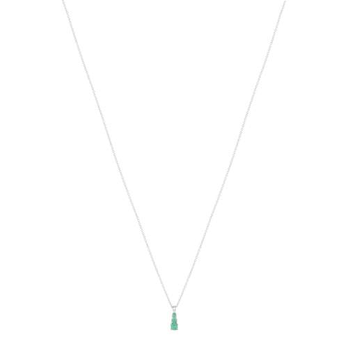 Collier or 750 blanc émeraudes et diamants 45 cm