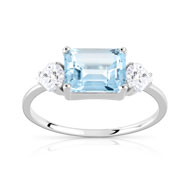 Bague or 375 blanc topazes