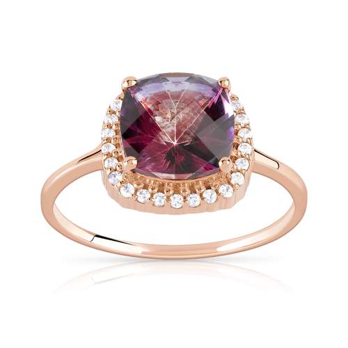 Bague or 375 rose topaze