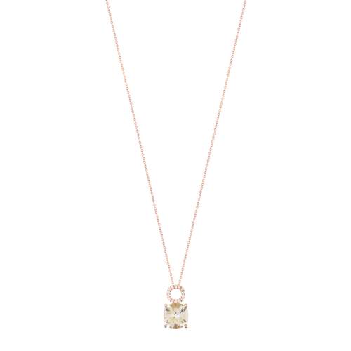 Collier or 375 rose topaze traitée et topazes blanches