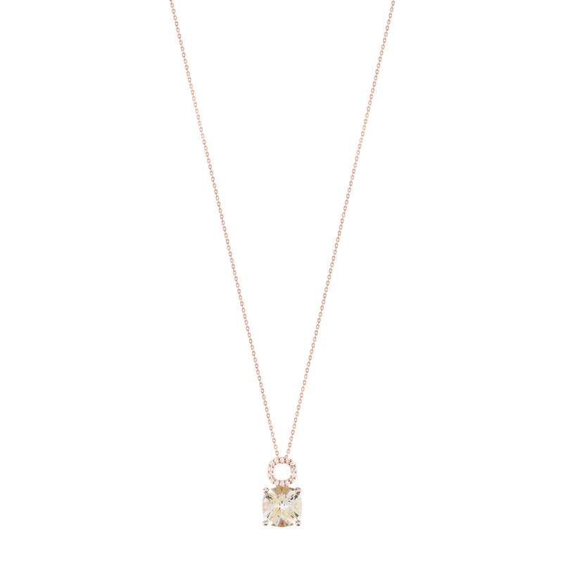Collier or 375 rose topaze traitée et topazes blanches - vue 1