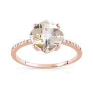 Bague or 375 rose topaze traitée et topaze blanche