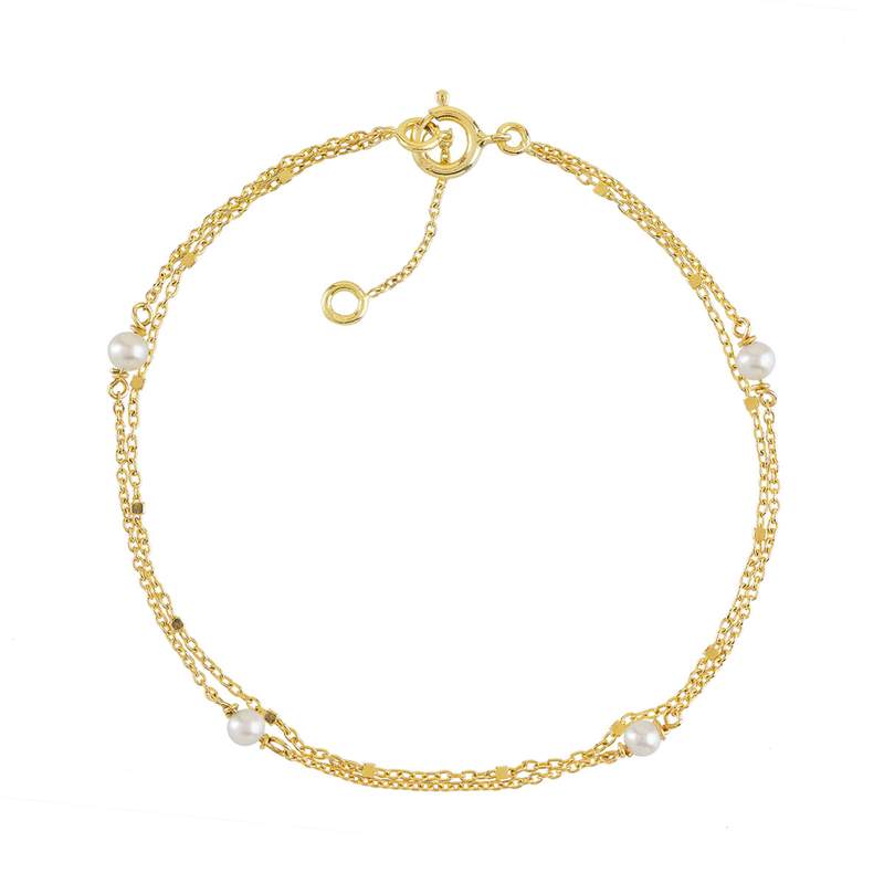 Bracelet or 375 jaune perles de culture de Chine 18 cm - vue 1