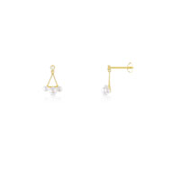 Boucles d'oreilles or 375 jaune perle de culture zirconia