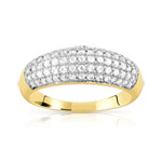 Bague or 375 2 tons bombée zirconias - vue 1