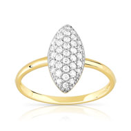 Bague or 375 2 tons zirconia