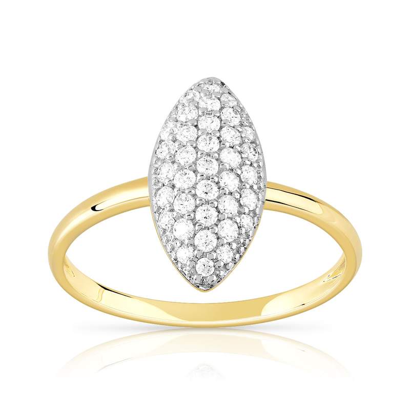 Bague or 375 2 tons zirconias - vue 1