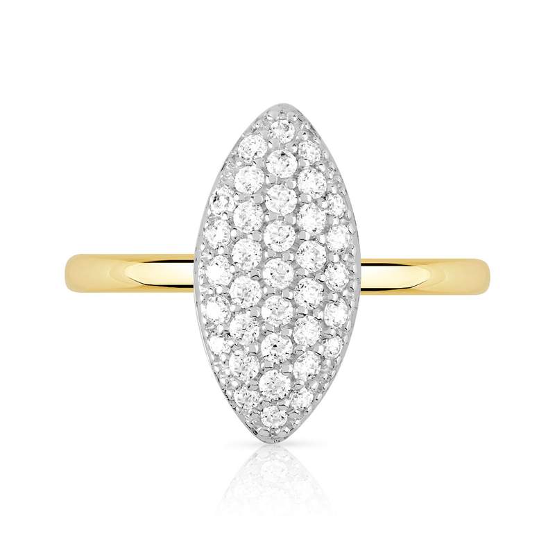 Bague or 375 2 tons zirconias - vue 3
