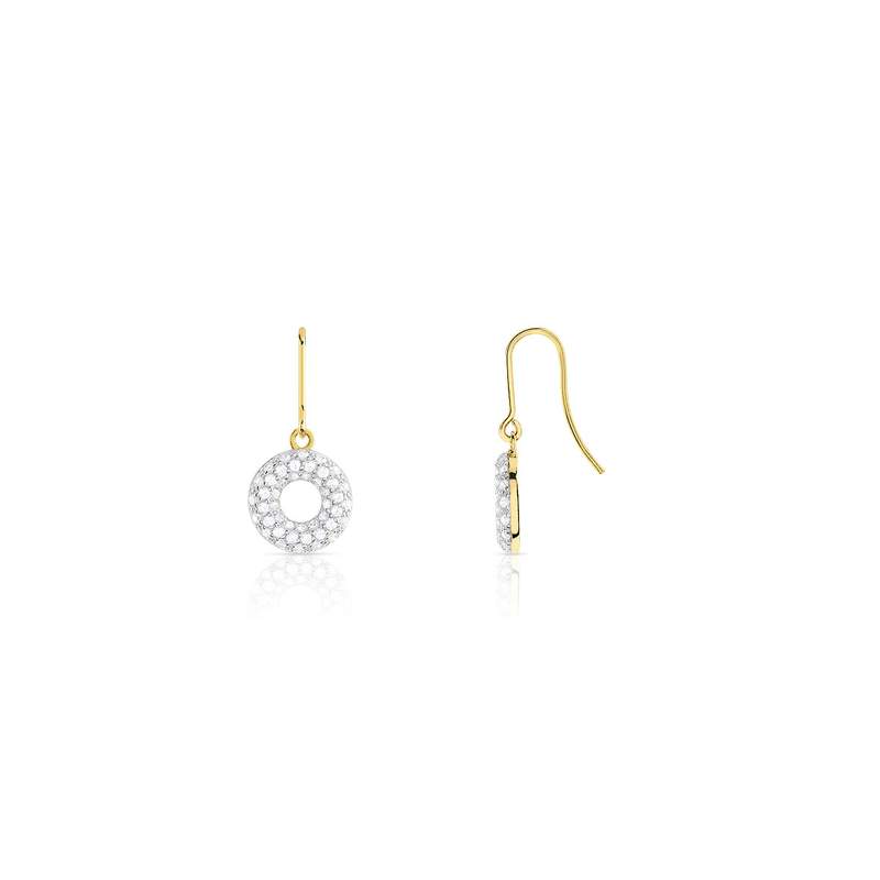 Boucles d'oreilles or 375 2 tons zirconia - vue 1