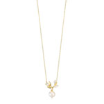 Collier or 375 2 tons feuillage perle de culture de Chine et diamants 45 cm - vue 1