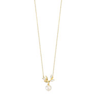 Collier or 375 2 tons perle de culture de chine diamant