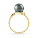 Bague or 375 2 tons perle de culture de Tahiti et diamant - vue 2