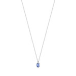 Collier or 375 blanc saphir ovale et zirconias 42 cm - vue 1