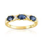 Bague or 375 2 tons saphirs ovales et diamants - vue 1