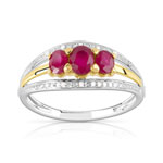 Bague 2 ors 375 rubis et diamants - vue 1