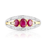 Bague 2 ors 375 rubis et diamants - vue 3