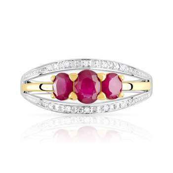 Bague 2 ors 375 rubis et diamants