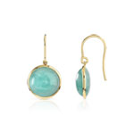 Boucles d'oreilles or 375 jaune pendants amazonites - vue 1