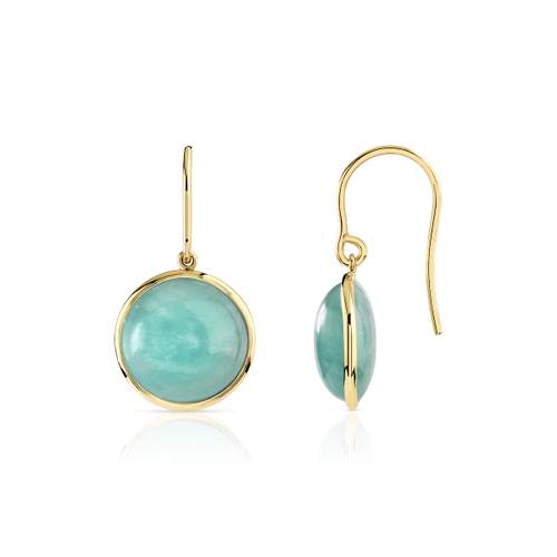 Gold earrings 375 yellow amazonite pendants