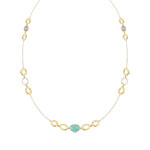 Collier or 375 jaune amazonite et pierre de lune - vue 1