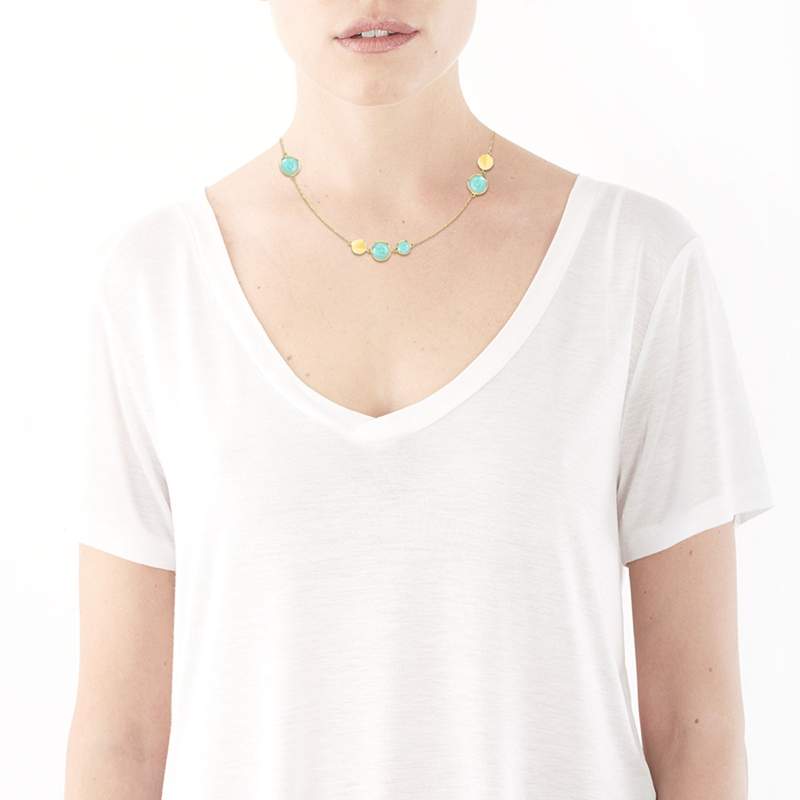 Collier or 375 jaune Amazonite - vue porté 1