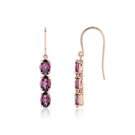 Boucles d'oreilles or 375 rose grenat rhodolite