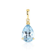 Pendentif or 375 2 tons topaze bleue traitée et diamant