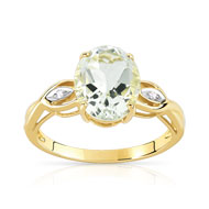 Bague or 375 2 tons quartz vert et diamant