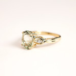Bague or 375 2 tons quartz vert ovale et diamants - vue D5