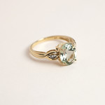 Bague or 375 2 tons quartz vert ovale et diamants - vue D6