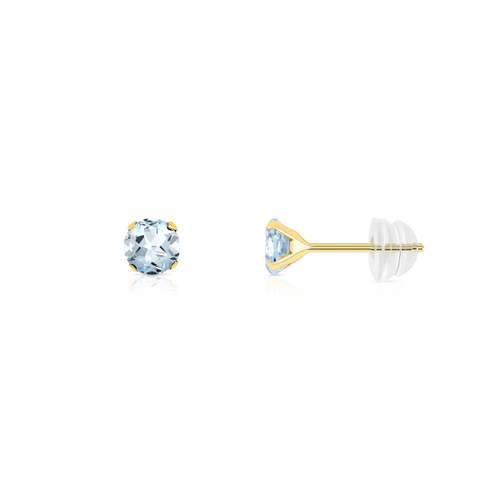 Boucles d'oreilles or 375 jaune topazes bleues traitées
