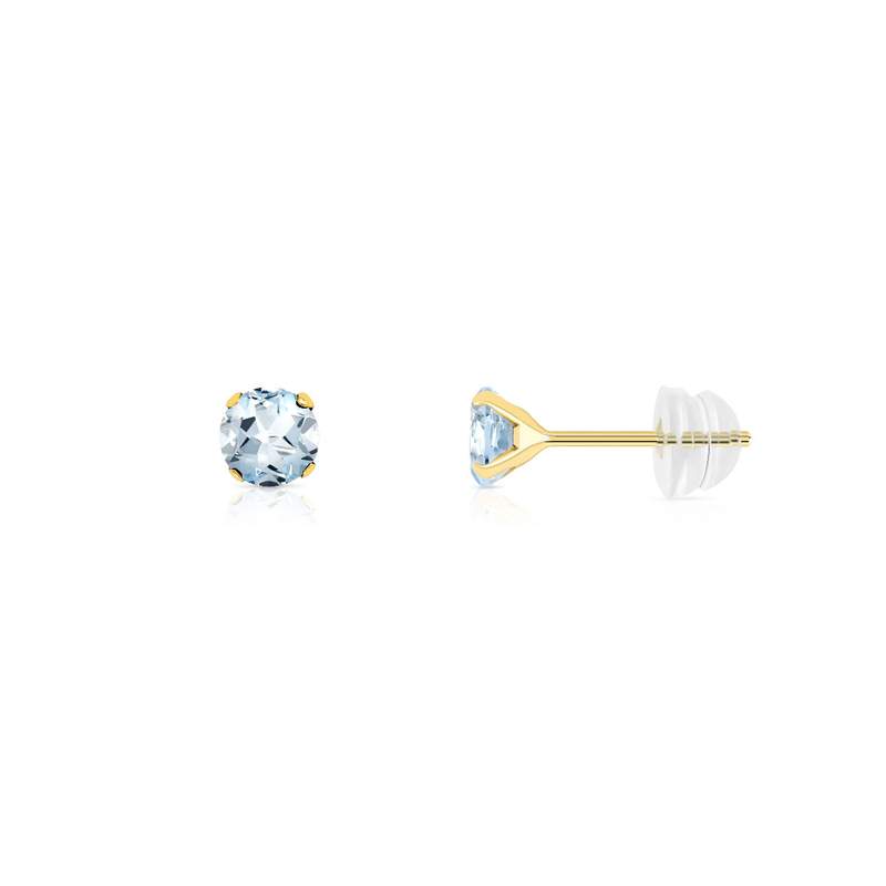 Boucles d'oreilles or 375 jaune topazes bleues traitées - vue 1