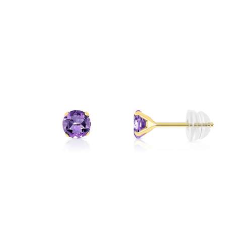 Boucles d'oreilles or 375 jaune améthystes