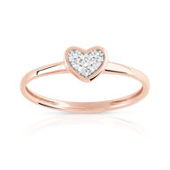 Bague or 375 rose diamant