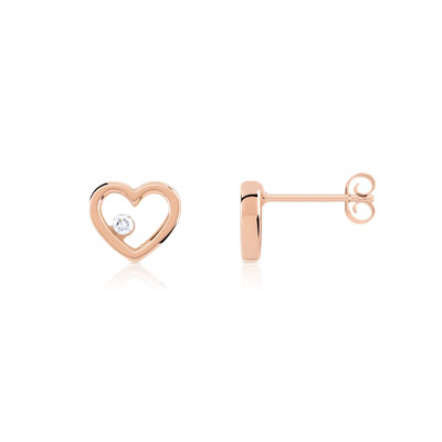 Boucles d'oreilles or 375 rose diamant - vue V1